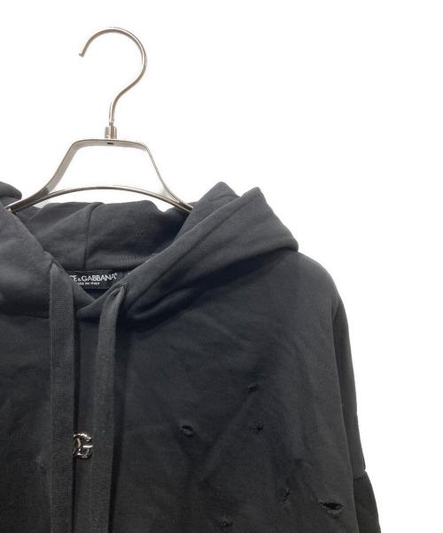 DOLCE & GABBANA（ドルチェ＆ガッバーナ）DOLCE & GABBANA (ドルチェ＆ガッバーナ) クラッシュDGロゴ パーカー ブラック サイズ:XSの古着・服飾アイテム