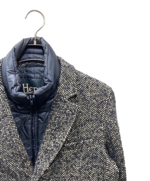 HERNO（ヘルノ）HERNO (ヘルノ) ダウンライナー付きチェスターコート ブラック×ネイビー サイズ:48の古着・服飾アイテム