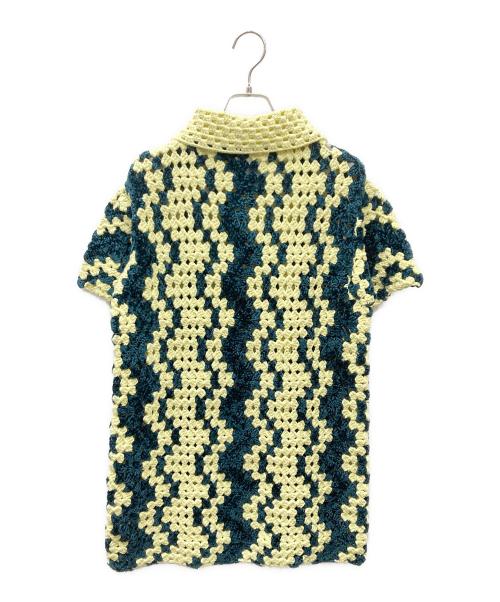 JIL SANDER（ジルサンダー）JIL SANDER (ジルサンダー) ニットポロシャツ イエロー×グリーン サイズ:32の古着・服飾アイテム