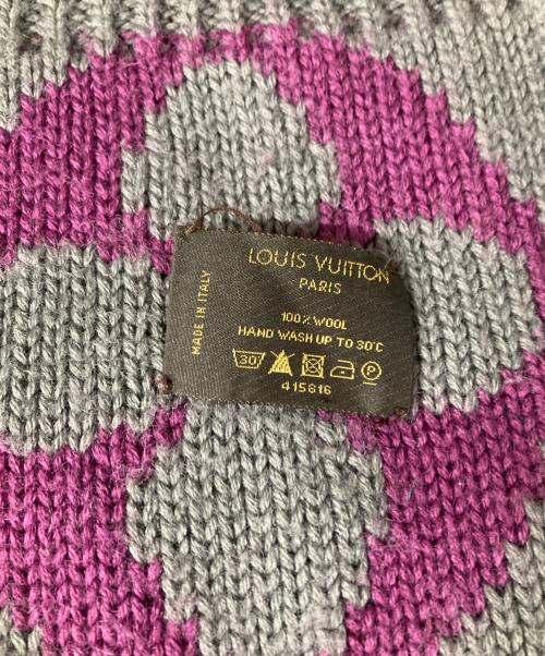 LOUIS VUITTON（ルイ ヴィトン）LOUIS VUITTON (ルイ ヴィトン) スヌードマフラー スヌードグランフロア グレー×パープルの古着・服飾アイテム