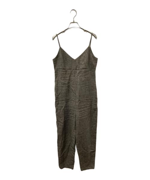 THIRD MAGAZINE（サードマガジン）THIRD MAGAZINE (サードマガジン) リネン千鳥格子サロペット ベージュ×ブラック サイズ:9の古着・服飾アイテム