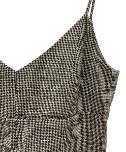 THIRD MAGAZINE（サードマガジン）THIRD MAGAZINE (サードマガジン) リネン千鳥格子サロペット ベージュ×ブラック サイズ:9の古着・服飾アイテム