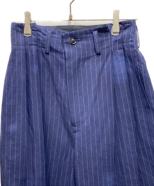 Y's（ワイズ）Y's (ワイズ) LINEN COTTON PIN-STRIPED UNEVEN DYEING 2 TUCKS PANTS ピンストライプ2タックパンツ ネイビー サイズ:1の古着・服飾アイテム