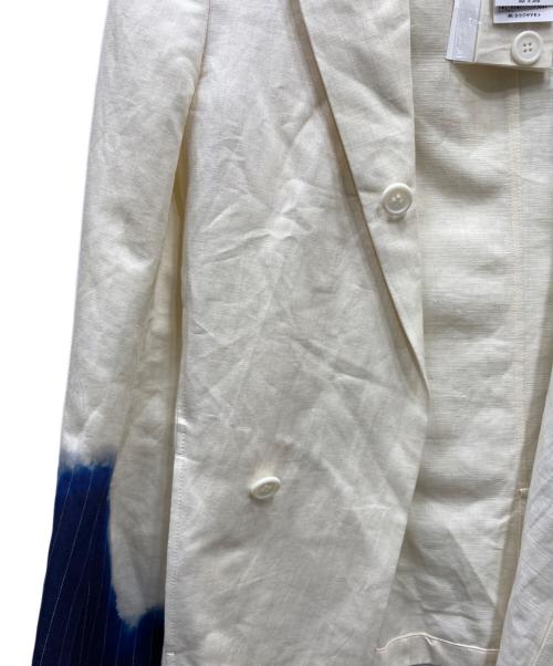 Y's（ワイズ）Y's (ワイズ) LINEN/COTTON ASYMMETRIC JACKET アシンメトリージャケット ベージュ×ネイビー サイズ:2の古着・服飾アイテム
