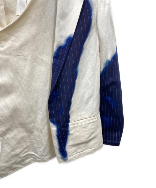 Y's（ワイズ）Y's (ワイズ) LINEN/COTTON ASYMMETRIC JACKET アシンメトリージャケット ベージュ×ネイビー サイズ:2の古着・服飾アイテム
