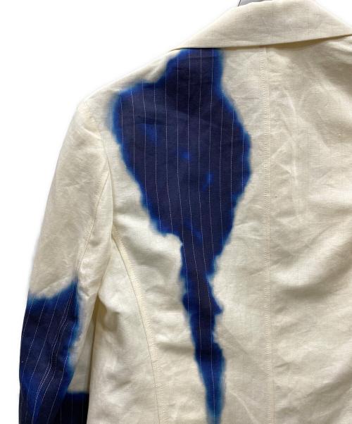 Y's（ワイズ）Y's (ワイズ) LINEN/COTTON ASYMMETRIC JACKET アシンメトリージャケット ベージュ×ネイビー サイズ:2の古着・服飾アイテム