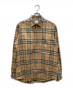 BURBERRYバーバリー）の古着「ロゴ刺繍ノバチェック長袖シャツ」｜ベージュ