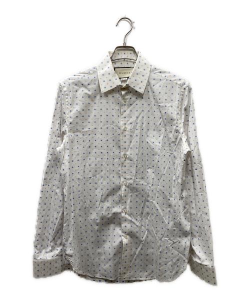 GUCCI（グッチ）GUCCI (グッチ) ステッチデザイン長袖シャツ ホワイト サイズ:39の古着・服飾アイテム