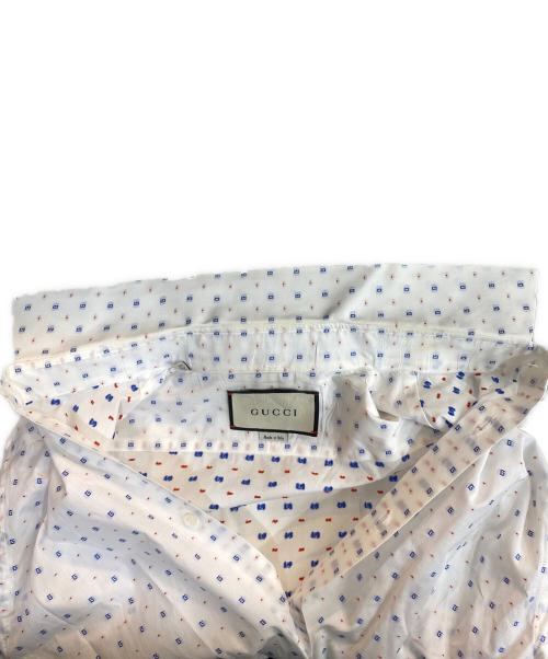 GUCCI（グッチ）GUCCI (グッチ) ステッチデザイン長袖シャツ ホワイト サイズ:39の古着・服飾アイテム