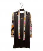 LEONARDレオナール）の古着「袖切替ワンピース」｜ブラウン