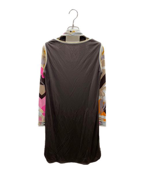LEONARD（レオナール）LEONARD (レオナール) 袖切替ワンピース ブラウン サイズ:SIZE 2の古着・服飾アイテム