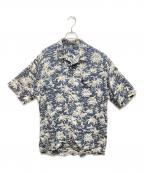 POLO RALPH LAURENポロ・ラルフローレン）の古着「CALDWELL アイランド柄 ループカラー レーヨンアロハシャツ」｜グリーン×アイボリー