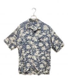 POLO RALPH LAUREN（ポロ・ラルフローレン）の古着「CALDWELL アイランド柄 ループカラー レーヨンアロハシャツ」｜グリーン×アイボリー