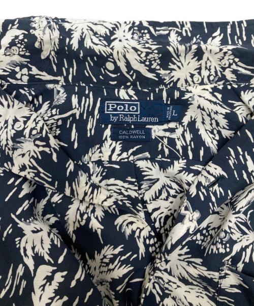 POLO RALPH LAUREN（ポロ・ラルフローレン）POLO RALPH LAUREN (ポロ・ラルフローレン) CALDWELL アイランド柄 ループカラー レーヨンアロハシャツ グリーン×アイボリー サイズ:Lの古着・服飾アイテム