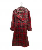 BURBERRYバーバリー）の古着「PVCパテント タータンチェックトレンチコート」｜レッド