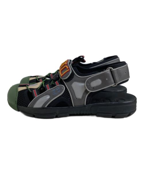 GUCCI（グッチ）GUCCI (グッチ) Tinsel Sport Sandals スポーツサンダル ブラック×グリーン サイズ:6の古着・服飾アイテム