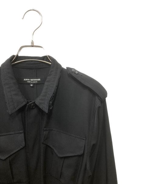 JUNYA WATANABE COMME des GARCONS（(ジュンヤワタナベ コムデギャルソン）JUNYA WATANABE COMME des GARCONS ((ジュンヤワタナベ コムデギャルソン) フリル ミリタリーデザインウールワンピース ブラック サイズ:SSの古着・服飾アイテム
