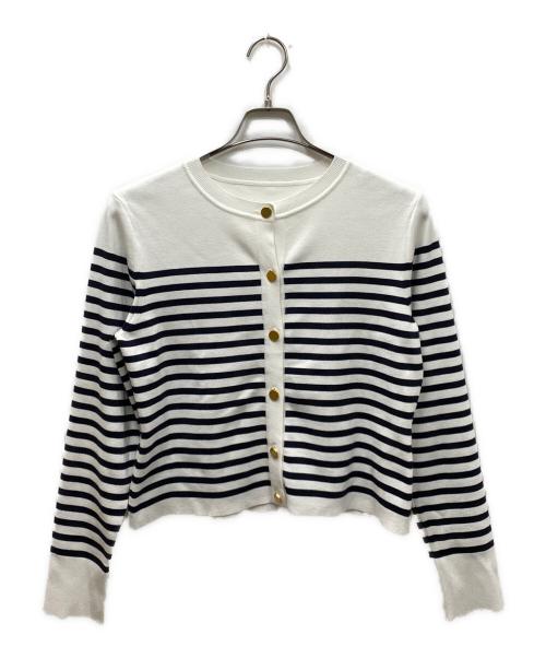 FOXEY（フォクシー）FOXEY (フォクシー) ボーダーコットンカーディガン ホワイト サイズ:40の古着・服飾アイテム