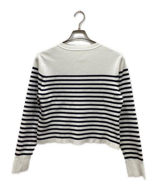 FOXEY（フォクシー）FOXEY (フォクシー) ボーダーコットンカーディガン ホワイト サイズ:40の古着・服飾アイテム