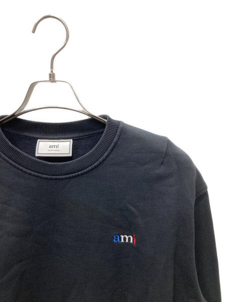 AMI Alexandre Mattiussi（アミアレクサンドルマテュッシ）AMI Alexandre Mattiussi (アミアレクサンドルマテュッシ) トリコロールロゴ刺繍スウェット ブラック サイズ:Lの古着・服飾アイテム