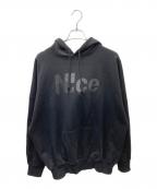NICEナイス）の古着「ロゴプリントパーカー」｜ブラック