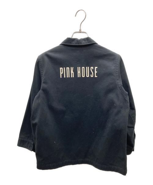 PINK HOUSE（ピンクハウス）PINK HOUSE (ピンクハウス) 99年製 USED コットンロゴプリントジャケット ブラック サイズ:LLの古着・服飾アイテム