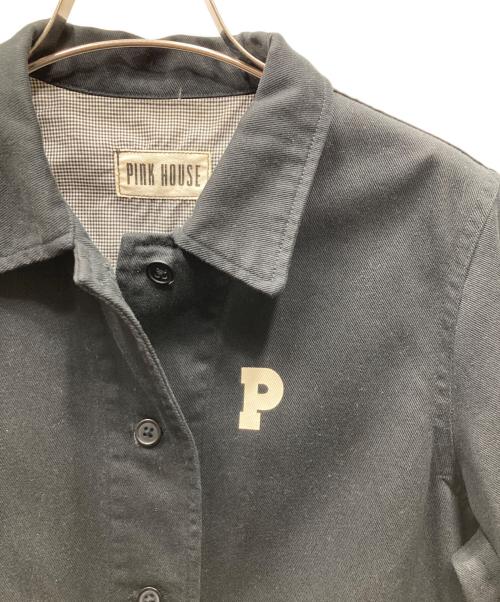 PINK HOUSE（ピンクハウス）PINK HOUSE (ピンクハウス) 99年製 USED コットンロゴプリントジャケット ブラック サイズ:LLの古着・服飾アイテム