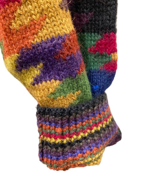 ROYAL ALPACA（ロイヤルアルパカ）ROYAL ALPACA (ロイヤルアルパカ) 総柄ニットカーディガン マルチカラー サイズ:Sの古着・服飾アイテム