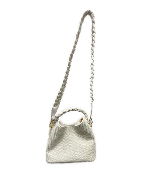 elleme（エレメ）elleme (エレメ) ラフィアハンドル 2WAYショルダーバッグ ホワイトの古着・服飾アイテム