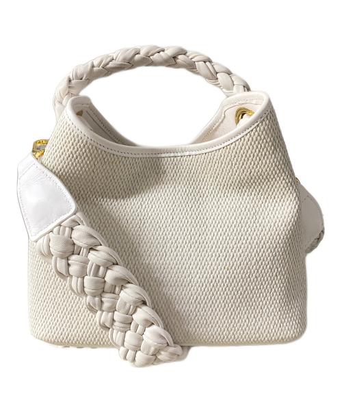 elleme（エレメ）elleme (エレメ) ラフィアハンドル 2WAYショルダーバッグ ホワイトの古着・服飾アイテム