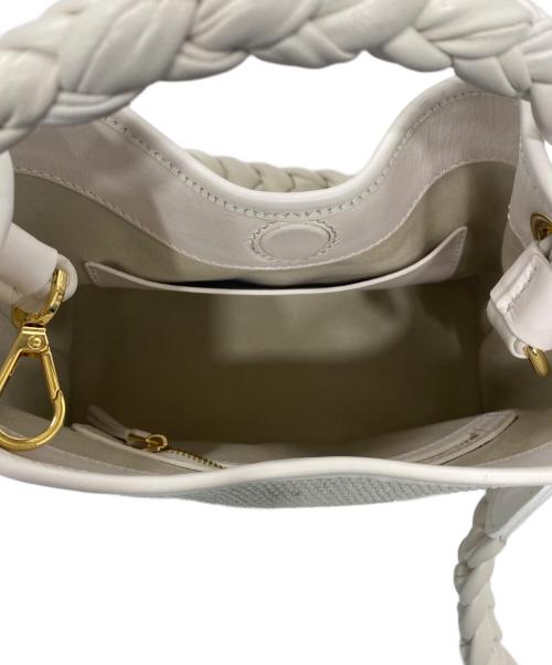 elleme（エレメ）elleme (エレメ) ラフィアハンドル 2WAYショルダーバッグ ホワイトの古着・服飾アイテム