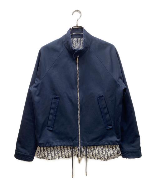 DIOR HOMME（ディオール オム）Dior Homme (ディオール オム) トロッター柄シャツ レイヤードジップブルゾン ネイビー×ホワイト サイズ:48の古着・服飾アイテム