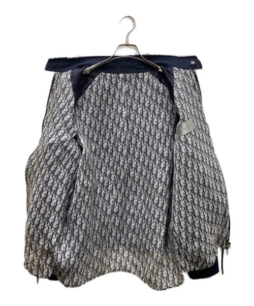 DIOR HOMME（ディオール オム）Dior Homme (ディオール オム) トロッター柄シャツ レイヤードジップブルゾン ネイビー×ホワイト サイズ:48の古着・服飾アイテム