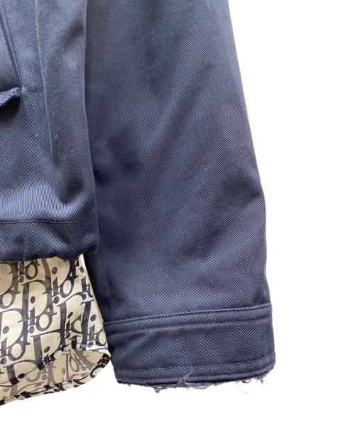 DIOR HOMME（ディオール オム）Dior Homme (ディオール オム) トロッター柄シャツ レイヤードジップブルゾン ネイビー×ホワイト サイズ:48の古着・服飾アイテム