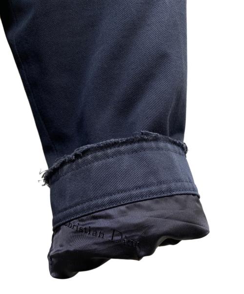 DIOR HOMME（ディオール オム）Dior Homme (ディオール オム) トロッター柄シャツ レイヤードジップブルゾン ネイビー×ホワイト サイズ:48の古着・服飾アイテム