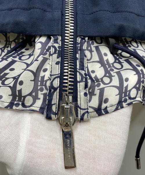 DIOR HOMME（ディオール オム）Dior Homme (ディオール オム) トロッター柄シャツ レイヤードジップブルゾン ネイビー×ホワイト サイズ:48の古着・服飾アイテム
