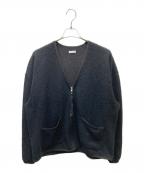 Name.ネーム）の古着「CURL YARN ZIP UP CARDIGAN ジップアップVネックカーディガン」｜ブラック
