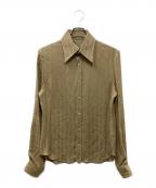 GUCCIグッチ）の古着「HAHAHA チェーンプリント シルクシャツ」｜ベージュ