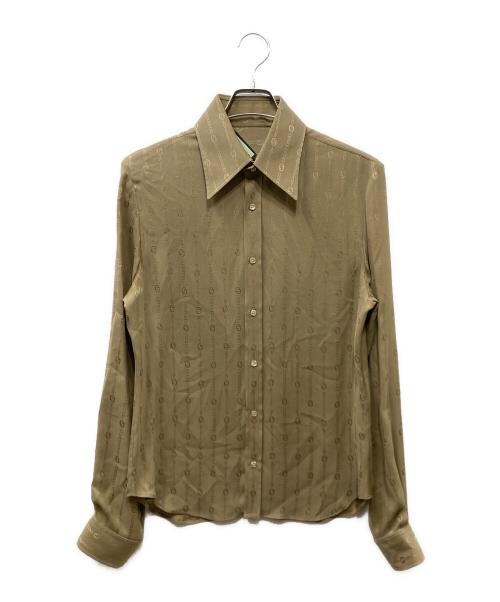 GUCCI（グッチ）GUCCI (グッチ) HAHAHA チェーンプリント シルクシャツ ベージュ サイズ:39の古着・服飾アイテム