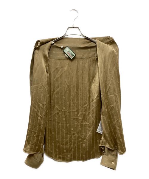 GUCCI（グッチ）GUCCI (グッチ) HAHAHA チェーンプリント シルクシャツ ベージュ サイズ:39の古着・服飾アイテム