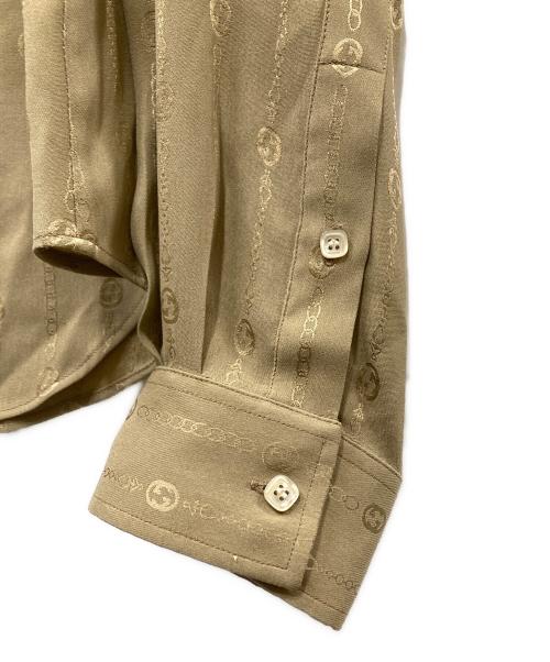 GUCCI（グッチ）GUCCI (グッチ) HAHAHA チェーンプリント シルクシャツ ベージュ サイズ:39の古着・服飾アイテム