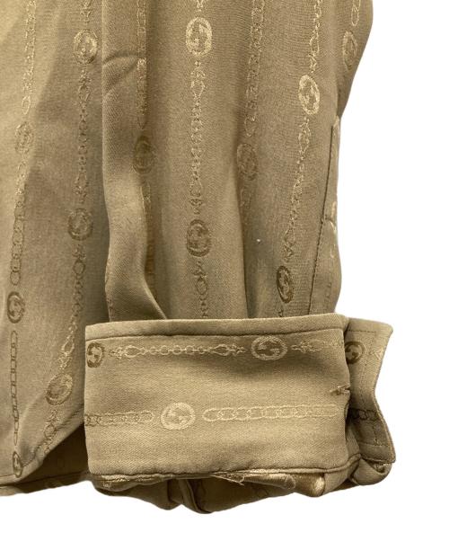 GUCCI（グッチ）GUCCI (グッチ) HAHAHA チェーンプリント シルクシャツ ベージュ サイズ:39の古着・服飾アイテム
