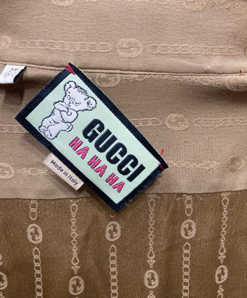 GUCCI（グッチ）GUCCI (グッチ) HAHAHA チェーンプリント シルクシャツ ベージュ サイズ:39の古着・服飾アイテム