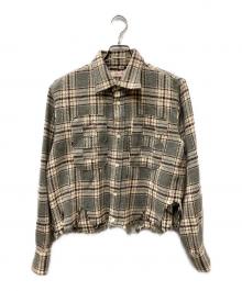 SYUMAN.（シュウマン）の古着「カットオフナンバリングシャツ」｜ベージュ