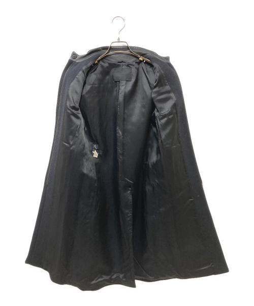 PRADA（プラダ）PRADA (プラダ) レザーパイピングウール比翼コート ブラック サイズ:40の古着・服飾アイテム