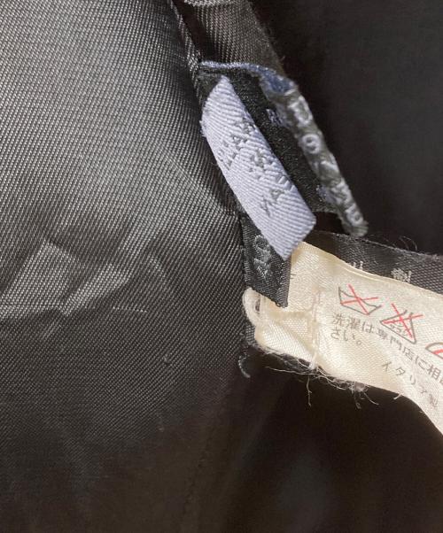 PRADA（プラダ）PRADA (プラダ) レザーパイピングウール比翼コート ブラック サイズ:40の古着・服飾アイテム