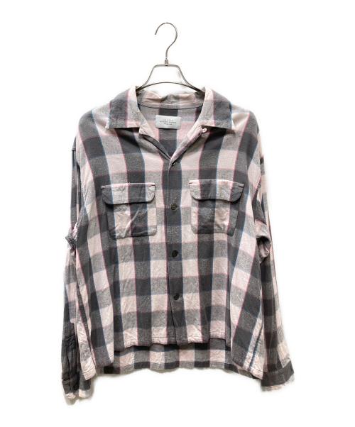 UNUSED（アンユーズド）UNUSED (アンユーズド) Long sleeve check shirt チェックシャツ グレー×ピンク サイズ:SIZE 3の古着・服飾アイテム