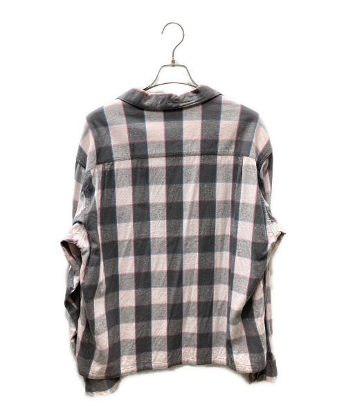 UNUSED（アンユーズド）UNUSED (アンユーズド) Long sleeve check shirt チェックシャツ グレー×ピンク サイズ:SIZE 3の古着・服飾アイテム