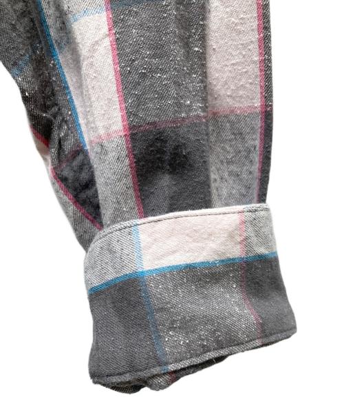 UNUSED（アンユーズド）UNUSED (アンユーズド) Long sleeve check shirt チェックシャツ グレー×ピンク サイズ:SIZE 3の古着・服飾アイテム