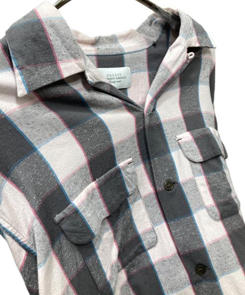 UNUSED（アンユーズド）UNUSED (アンユーズド) Long sleeve check shirt チェックシャツ グレー×ピンク サイズ:SIZE 3の古着・服飾アイテム